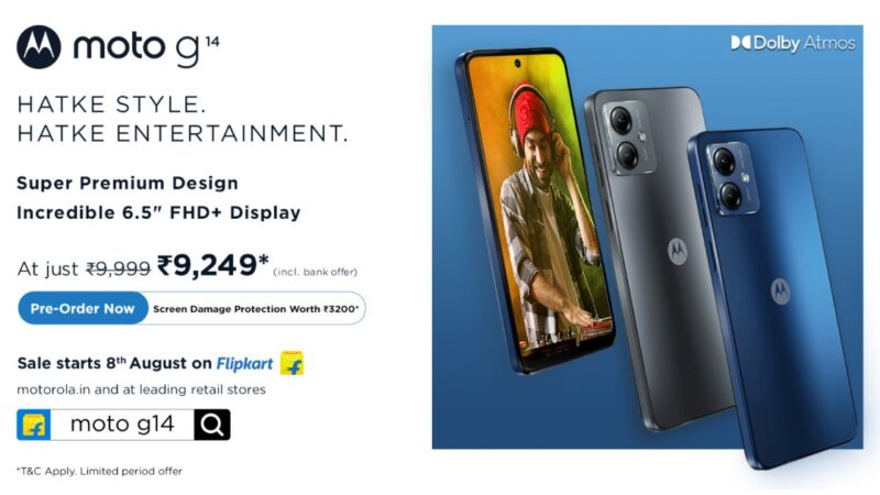 Motorola disrupts the sub 10K market – launches moto g14 with a super-premium design, immersive 6.5” FHD+ Display, Stereo Speakers with Dolby Atmos and more at an effective price of just Rs. 9,249*