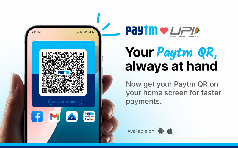 Paytm Launches ‘Receive Money QR Widget’ on Smartphone Home Screen, for Influencers, Shopkeepers, Freelancers, and Small Businesses to Accept Payments on the Go